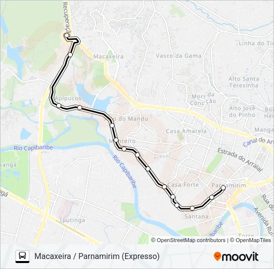 520 MACAXEIRA / PARNAMIRIM Bus Line Map