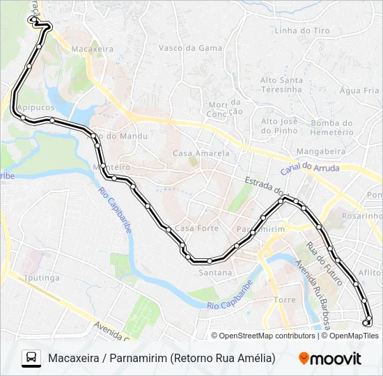 520 MACAXEIRA / PARNAMIRIM Bus Line Map