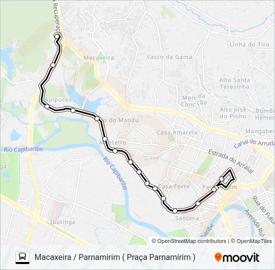 520 MACAXEIRA / PARNAMIRIM Bus Line Map