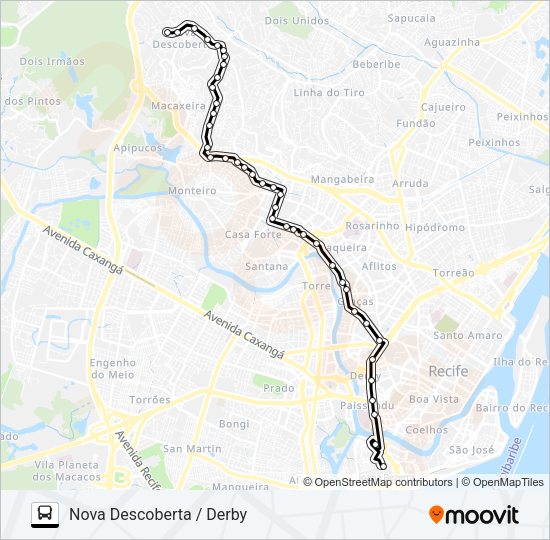 Mapa da linha 510 NOVA DESCOBERTA / DERBY de ônibus
