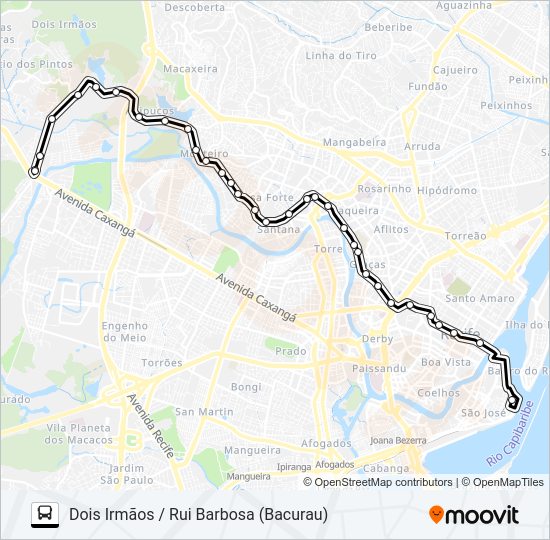 Mapa de 523 DOIS IRMÃOS / (BACURAU) de autobús