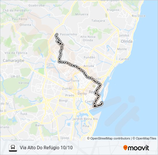 Mapa da linha 631 NOVA DESCOBERTA (CABUGÁ) de ônibus
