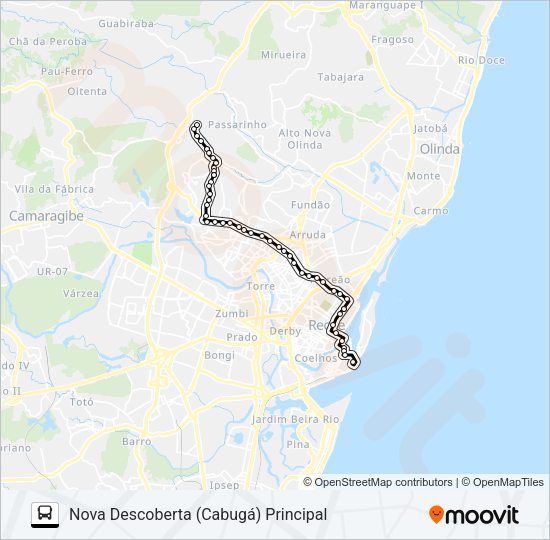 Mapa da linha 631 NOVA DESCOBERTA (CABUGÁ) de ônibus