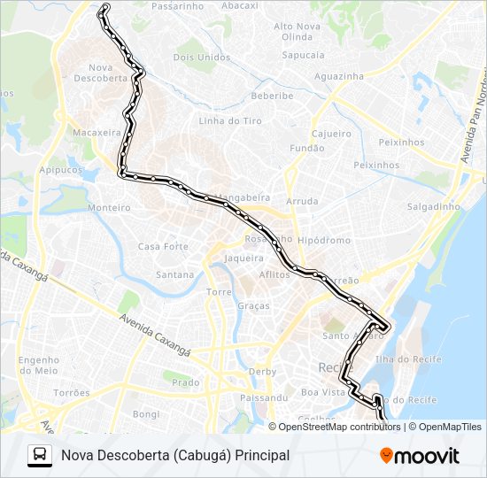 Mapa da linha 631 NOVA DESCOBERTA (CABUGÁ) de ônibus