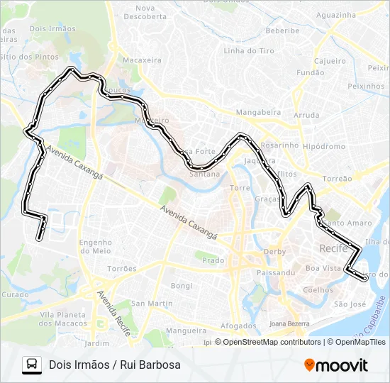 522 DOIS IRMÃOS (RUI BARBOSA) Bus Line Map