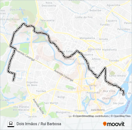 522 DOIS IRMÃOS (RUI BARBOSA) Bus Line Map
