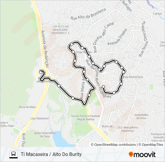 604 ALTO DO BURITY / MACAXEIRA Bus Line Map