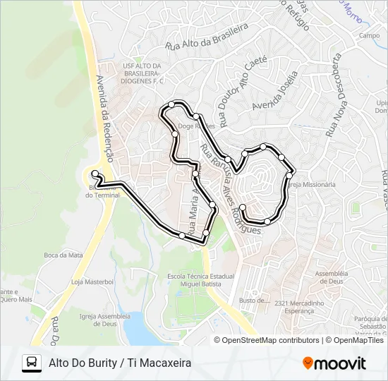 604 ALTO DO BURITY / MACAXEIRA Bus Line Map