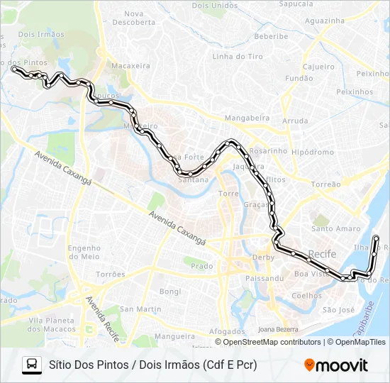 524 SÍTIO DOS PINTOS (DOIS IRMÃOS) Bus Line Map