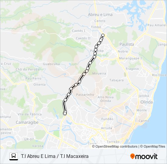 901 T.I ABREU E LIMA / T.I MACAXEIRA bus Line Map