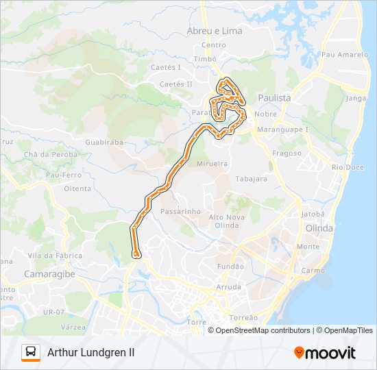 Mapa da linha 1948 TI MACAXEIRA / ARTHUR LUNDGREN II de ônibus