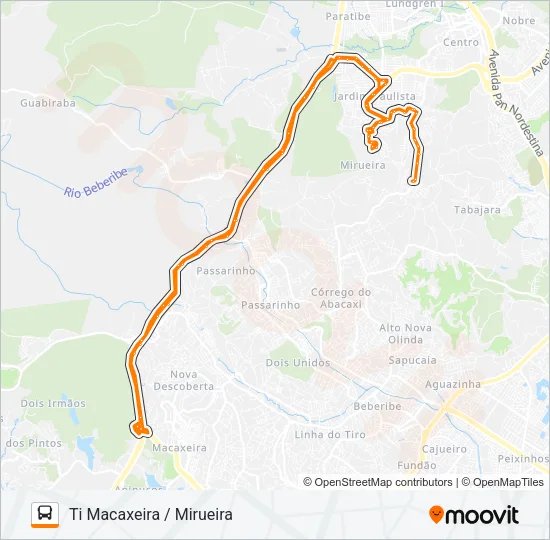 1902 TI MACAXEIRA / MIRUEIRA Bus Line Map