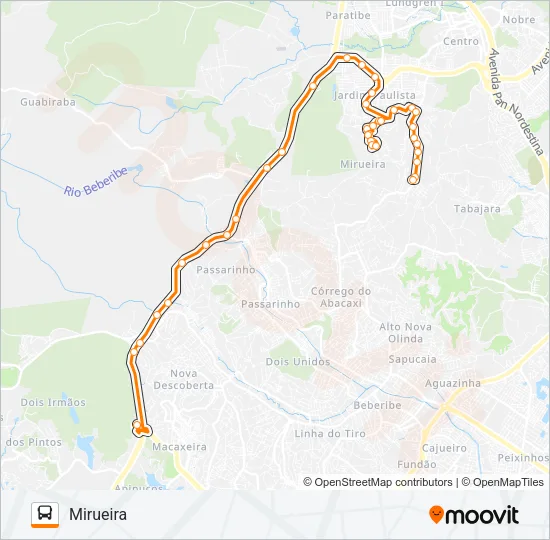 1902 TI MACAXEIRA / MIRUEIRA Bus Line Map