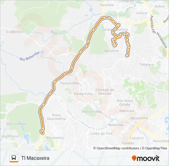 1902 TI MACAXEIRA / MIRUEIRA Bus Line Map
