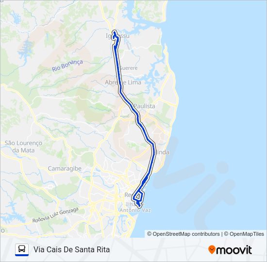 Mapa da linha 1967 TI IGARASSU (SÍTIO HISTÓRICO) - BRT de ônibus