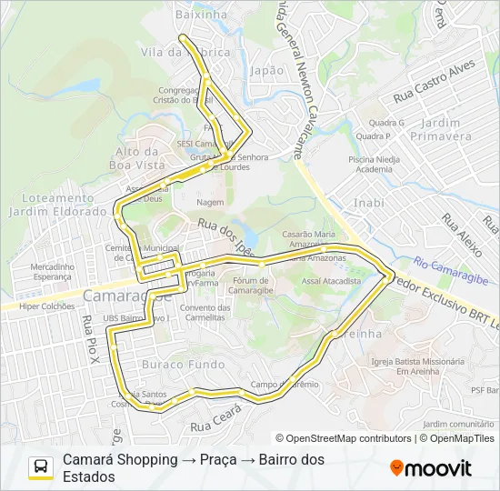 2470 CIRCULAR BAIRRO DOS ESTADOS (SHOPPING CAMARÁ) Bus Line Map