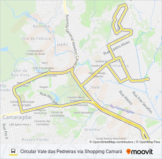 Mapa de 2504 CIRCULAR VALE DAS PEDREIRAS / SHOPPING CAMARÁ de autobús