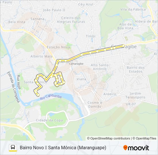 Mapa da linha 2502 CIRCULAR SANTA MÔNICA / MARANGUAPE VIA BEIRA RIO de ônibus