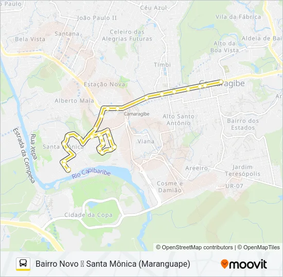 2502 CIRCULAR SANTA MÔNICA / MARANGUAPE VIA BEIRA RIO Bus Line Map