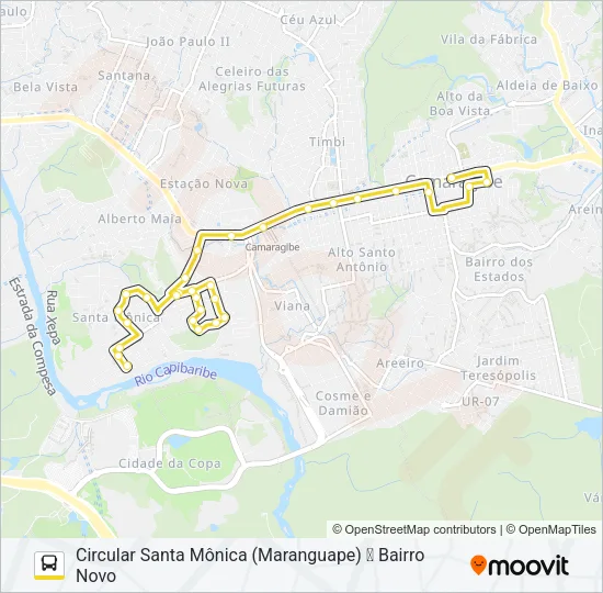2502 CIRCULAR SANTA MÔNICA / MARANGUAPE VIA BEIRA RIO Bus Line Map