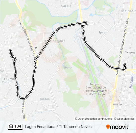 134 Bus Line Map