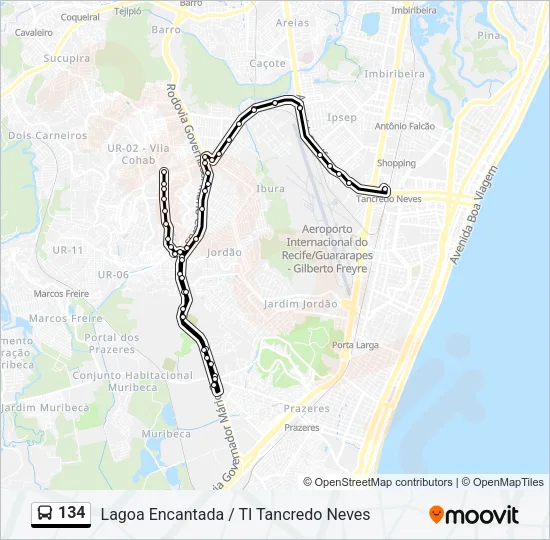 134 Bus Line Map