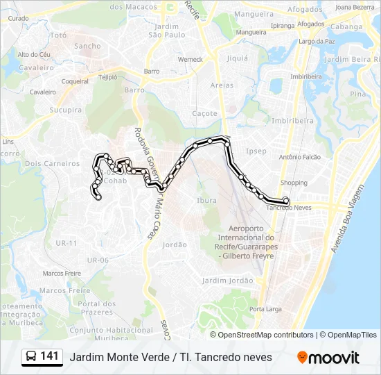 141 Bus Line Map
