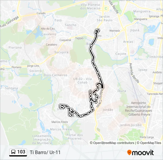 103 Bus Line Map