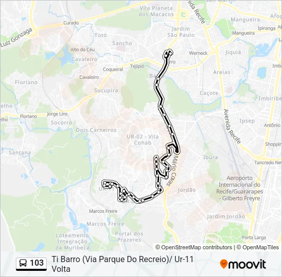 103 Bus Line Map