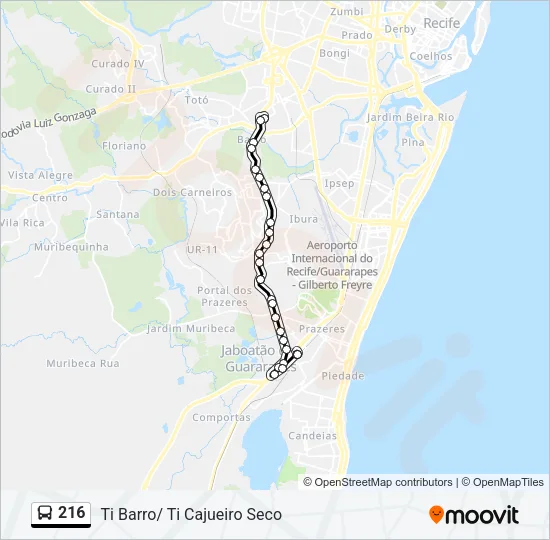 216 Bus Line Map