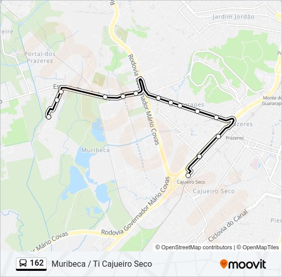 Mapa da linha 162 de ônibus