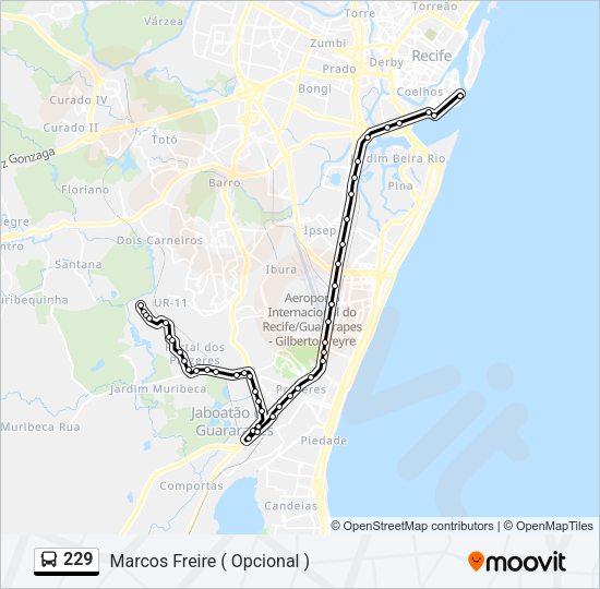 Mapa da linha 229 de ônibus