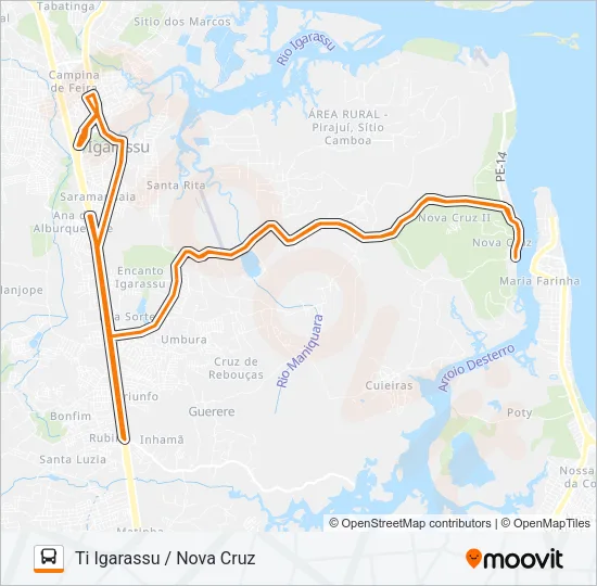 1904 TI IGARASSU / NOVA CRUZ Bus Line Map