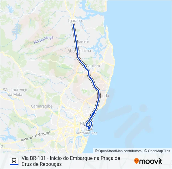 1946 TI IGARASSU (BR-101) Bus Line Map