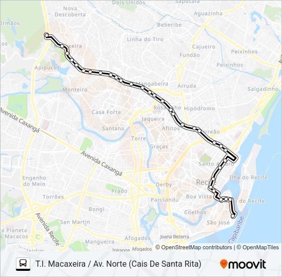 645 T.I. MACAXEIRA / AV. NORTE Bus Line Map
