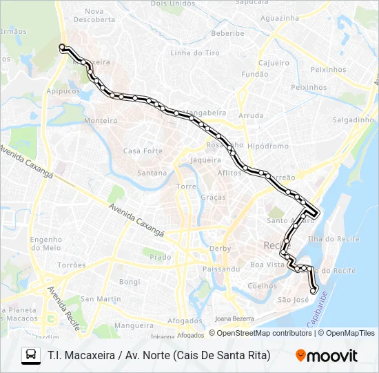 645 T.I. MACAXEIRA / AV. NORTE Bus Line Map