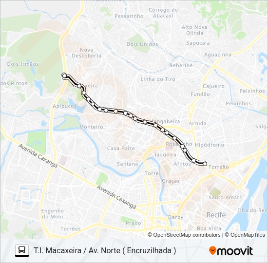 641 T.I. MACAXEIRA / ENCRUZILHADA Bus Line Map