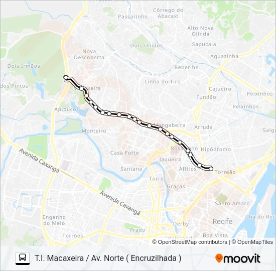 641 T.I. MACAXEIRA / ENCRUZILHADA Bus Line Map
