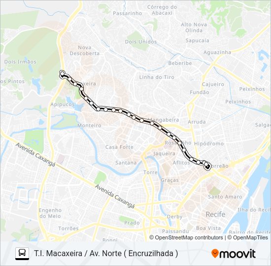 641 T.I. MACAXEIRA / ENCRUZILHADA Bus Line Map