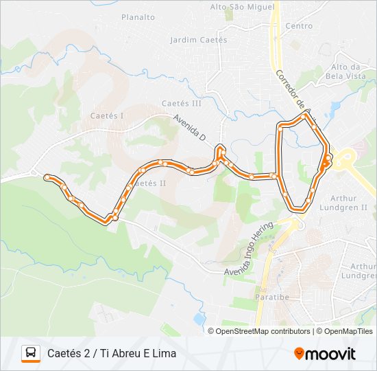 1917 CAETÉS 2 / TI ABREU E LIMA Bus Line Map