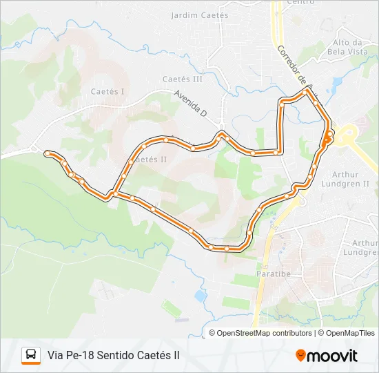 1917 CAETÉS 2 / TI ABREU E LIMA Bus Line Map
