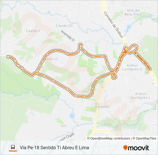 1917 CAETÉS 2 / TI ABREU E LIMA Bus Line Map
