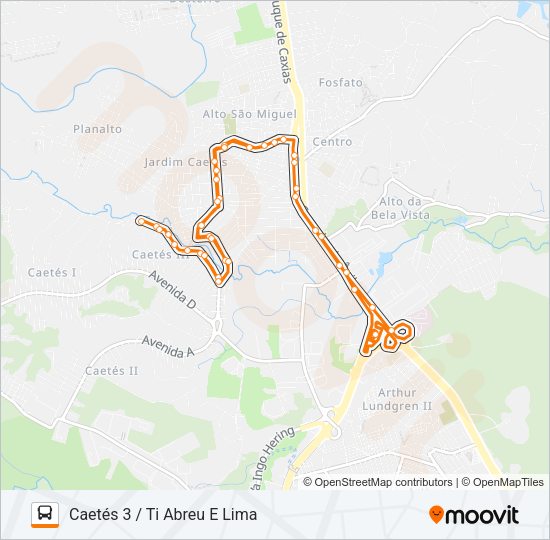 1998 CAETÉS 3 / TI ABREU E LIMA Bus Line Map