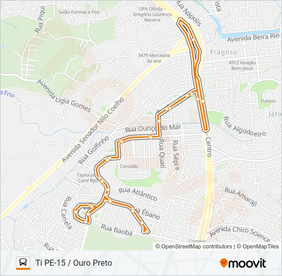 1921 TI PE-15 / OURO PRETO Bus Line Map