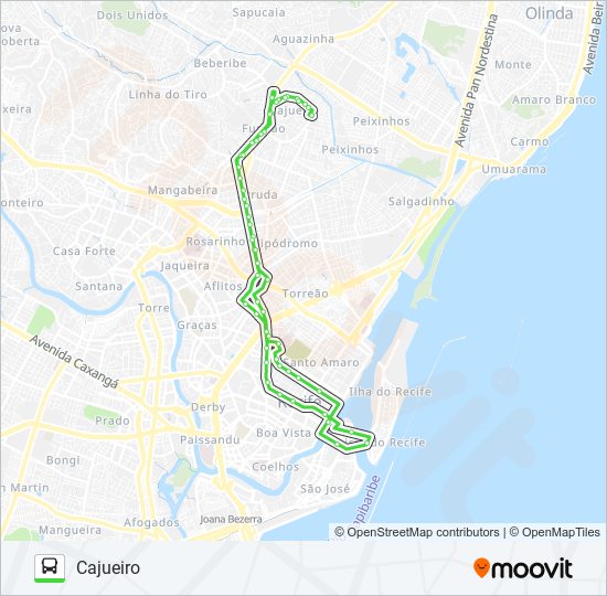 Mapa da linha 723 CAJUEIRO de ônibus