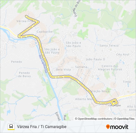 Mapa da linha 2487 VÁRZEA FRIA / TI CAMARAGIBE de ônibus