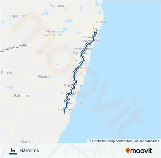 RECIFE - BARREIROS Bus Line Map