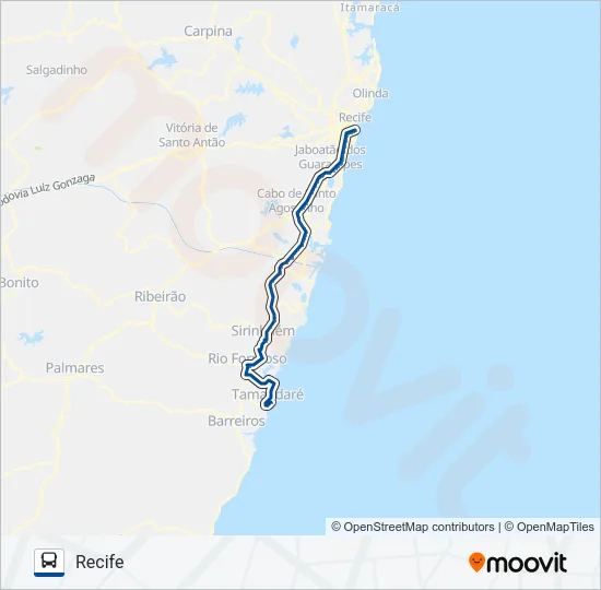 RECIFE - TAMANDARÉ Bus Line Map