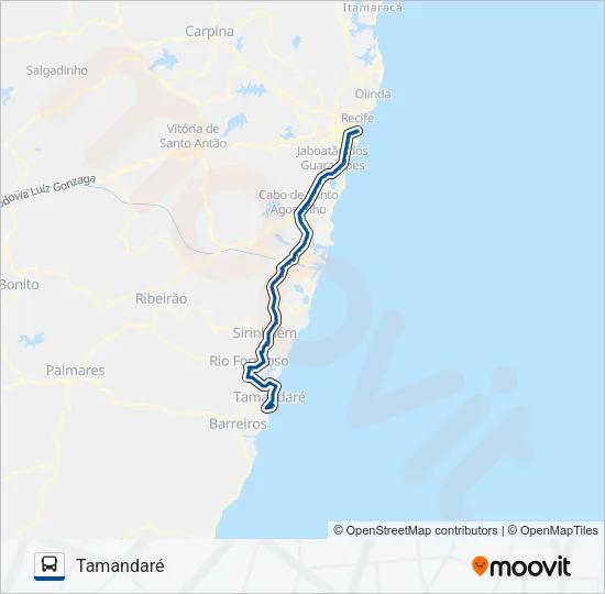 RECIFE - TAMANDARÉ Bus Line Map
