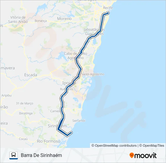 RECIFE - BARRA DE SIRINHAÉM Bus Line Map